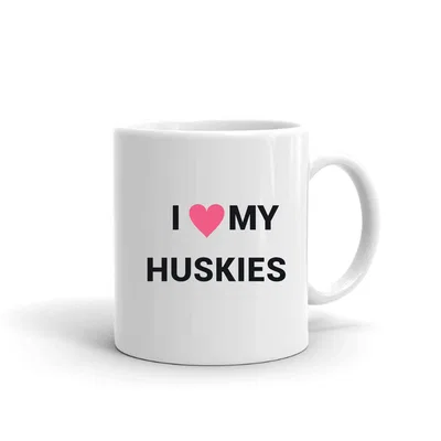 I Love My Huskies Heart mug preview
