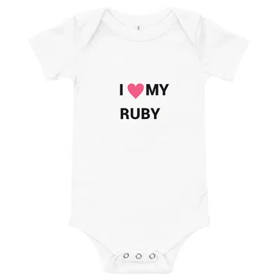 I Love My Ruby Heart onesie preview