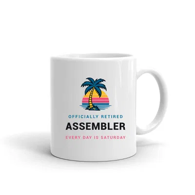 Retired Assembler Palm Sunset mug preview