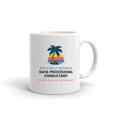 Retired Data Processing Consultant Palm Sunset mug preview