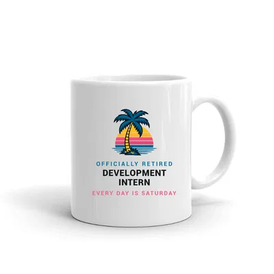 Retired Development Intern Palm Sunset mug preview
