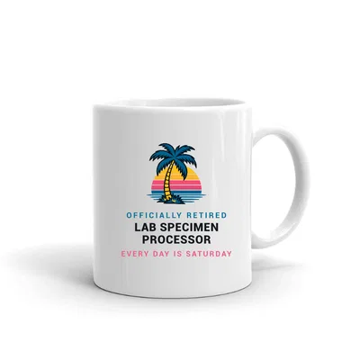 Retired Lab Specimen Processor Palm Sunset mug preview