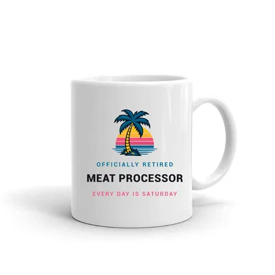 Retired Meat Processor Palm Sunset mug preview