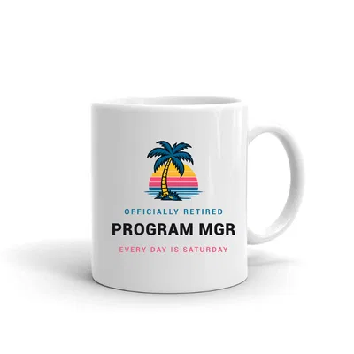 Retired Program Mgr Palm Sunset mug preview