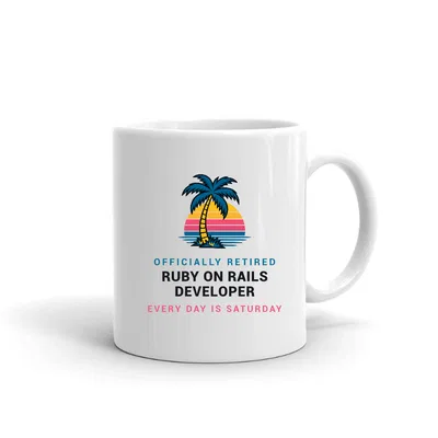 Retired Ruby On Rails Developer Palm Sunset mug preview