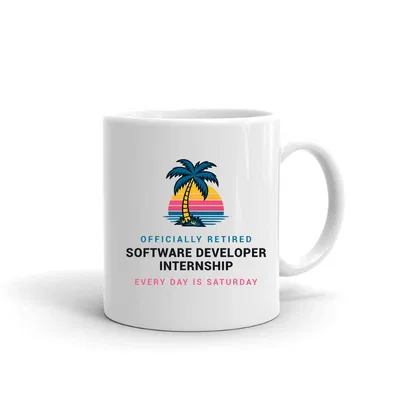 Retired Software Developer Internship Palm Sunset mug preview
