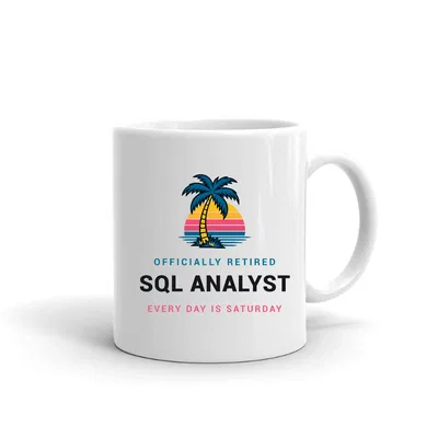 Retired Sql Analyst Palm Sunset mug preview