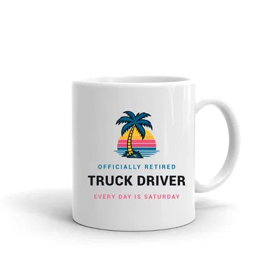 Retired Truck Driver Palm Sunset mug preview