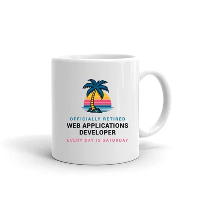 Retired Web Applications Developer Palm Sunset mug preview
