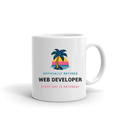 Retired Web Developer Palm Sunset mug preview