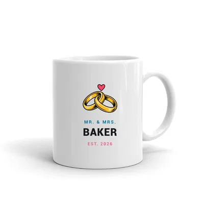 Mr. & Mrs. Baker Rings mug preview